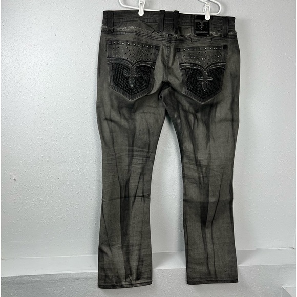 Rock Revival Men’s Jeans Size 42 Armory Biker Distressed Embroidered NWT - Picture 4 of 14